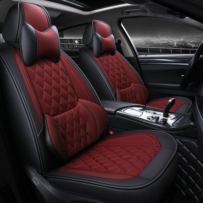 Wholesale Luxury Design Car Seat Cover Full Set Mesh Leather Car Seat Covers