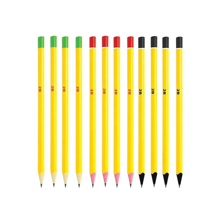 Custom Standard Lead Pencil Graphite Drawing Pencil Bulk Wooden Round Hexagonal Triangle  pencil 2 b