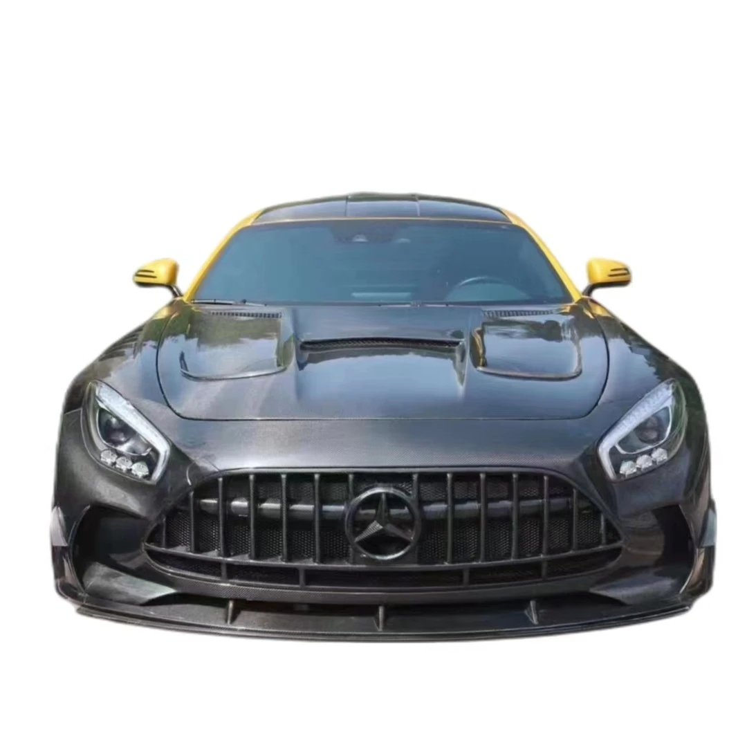Modified To Black Series Style Half Carbon Fiber Car Front Bumper Chin Assembly Body Kit For Mercedes Bens Amg Gt Gtr