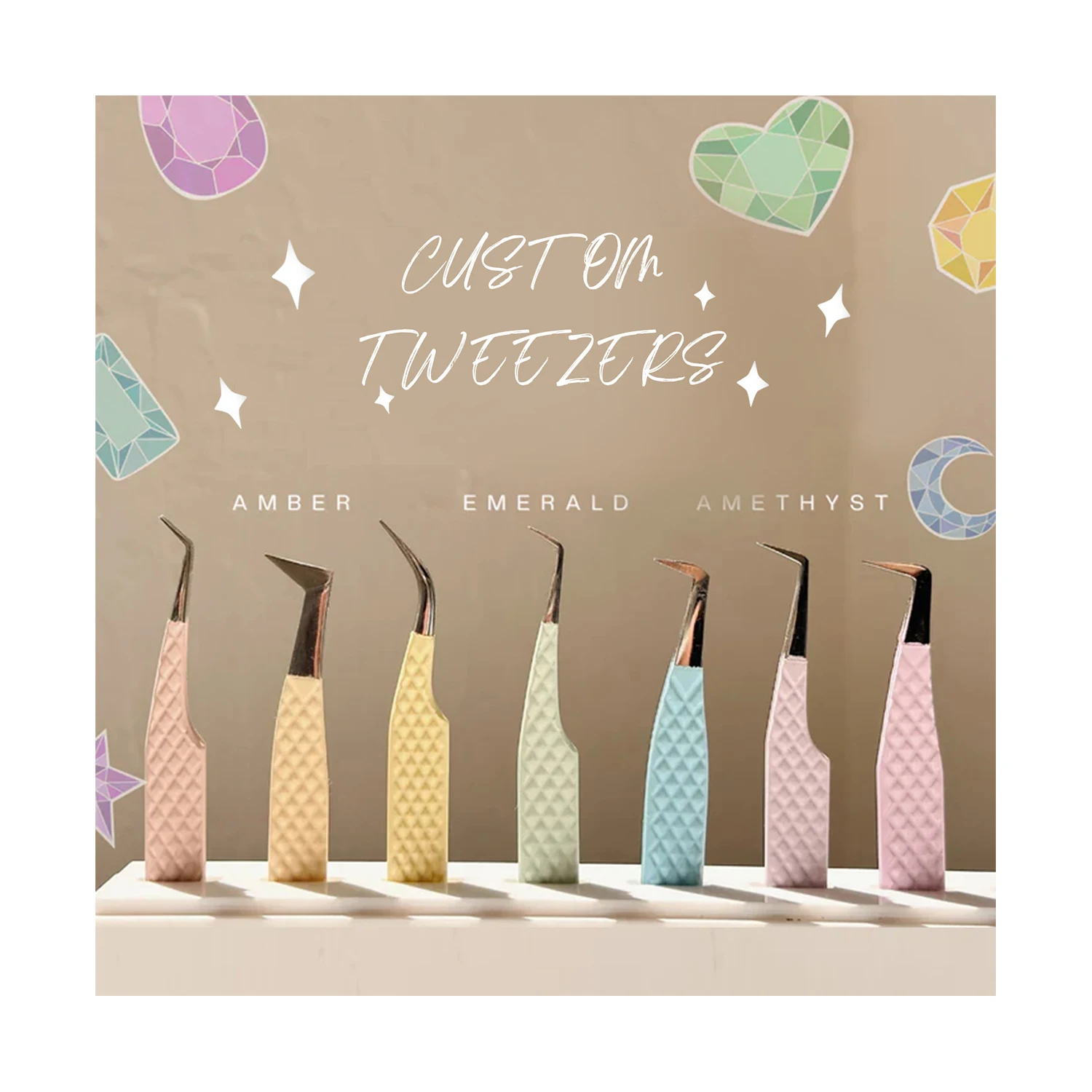 Fiber Grip Lash Extension Tweezers Matte Black Gold Fiber Tip Tweezer Lash Applicator Diamond Tip Tweezers For Lash Extension