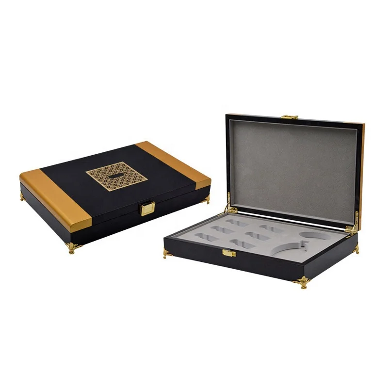 black piano lacquer attar wooden square jewelry gift box essential oil empty perfume storage boxes  design