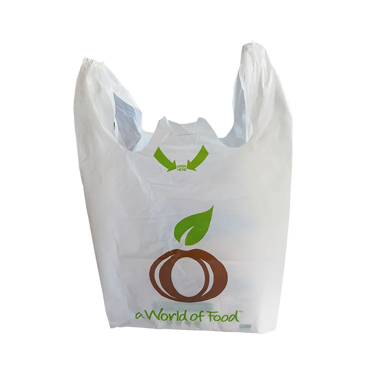 2022 Custom Supermarket plastics bags printed vest handles LDPE/HDPE Shopping clear plastic bag recycled plastic sac plastique