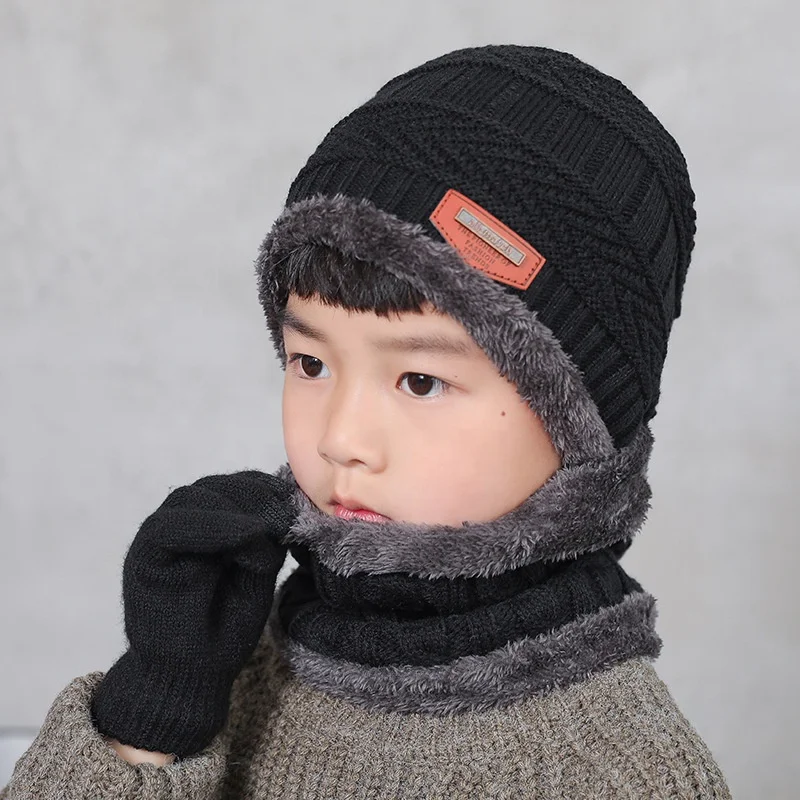 Wholesale Winter Outdoor Warm Knit Beanie Hat Cap and Scarf Gloves 3 piece Set