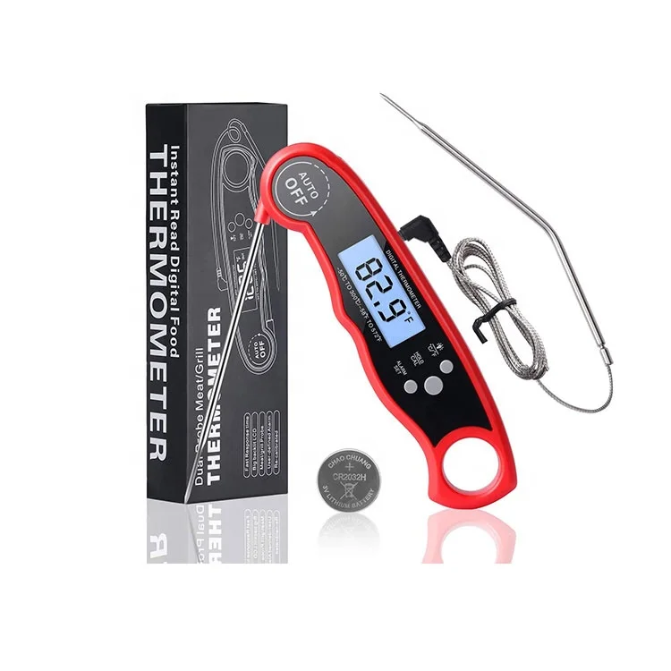 bbq thermometer with dual probe, long cable grill thermometer foldable kitchen cooking thermometer