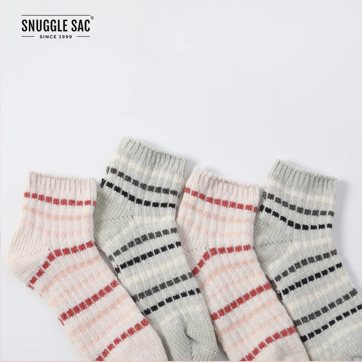 Snuggle Sac Air Feel Polyester Material Stripe Design 100% Polyester Socks Ankle Socks For Men And Women Custom Socks