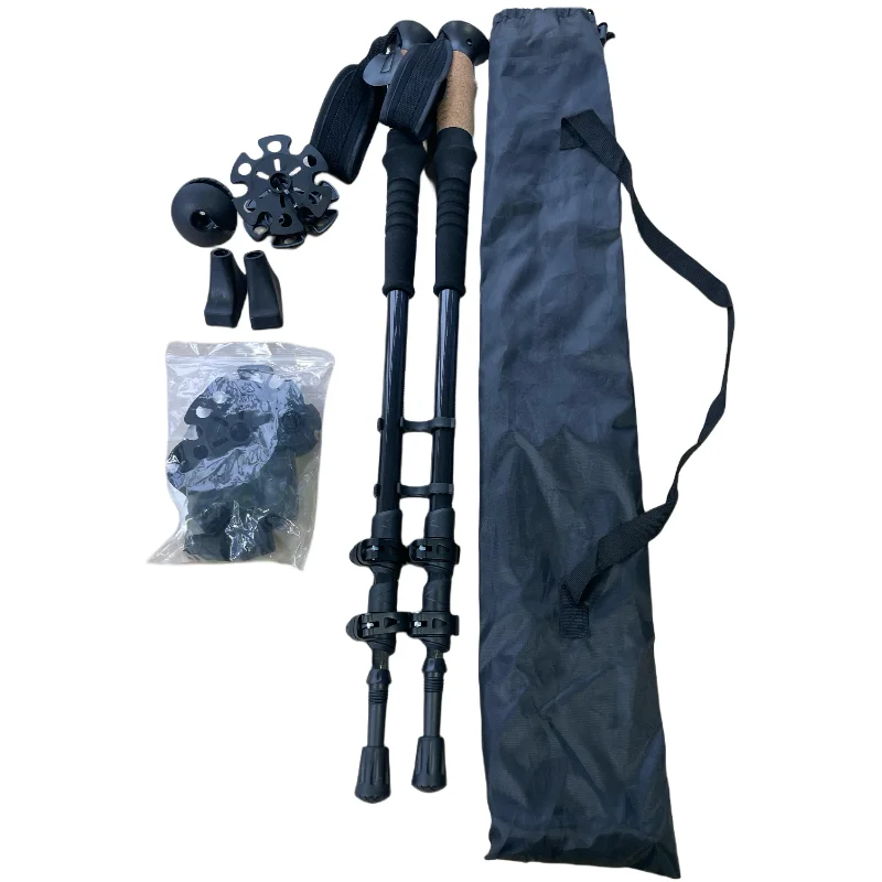 RTS 3-section folding  hiking sticks trekking pole telescope hiking poles carbon fiber walking stick