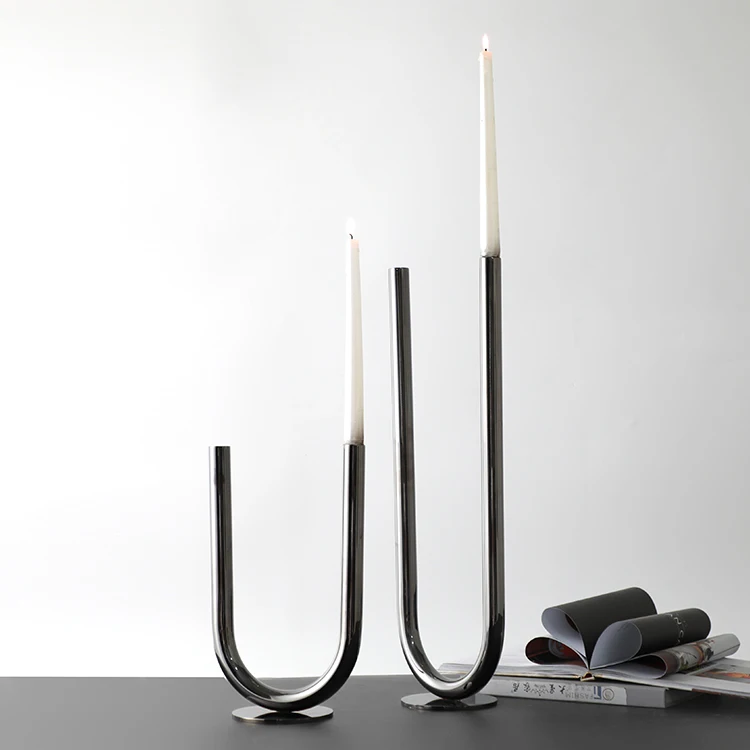 Gold candlestick stands stainless steel craft iron candlestick