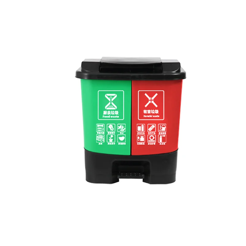 Double Recycling kitchen waste bin trash bins manufacturers poubelle  Plastic Trash Cans Indoor And Outdoor