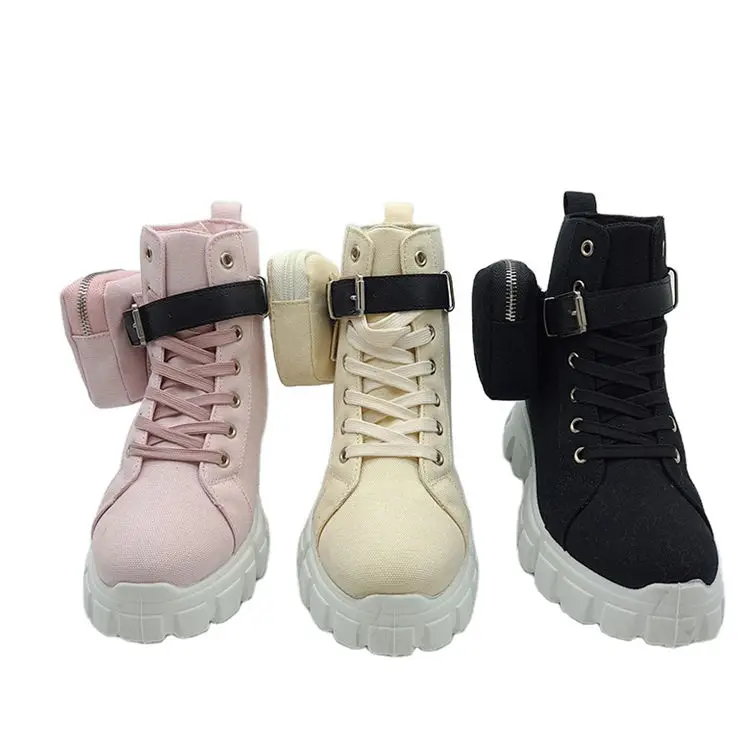 Light Weight Walking Shoes Oem Women Sneaker Platform Multi Pocket Sneakers