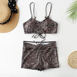 Wholesale Brazilian Beachwear Snake Custom Solid Swimsuit Girls Fitness Swimwear Women Sexy Bikini