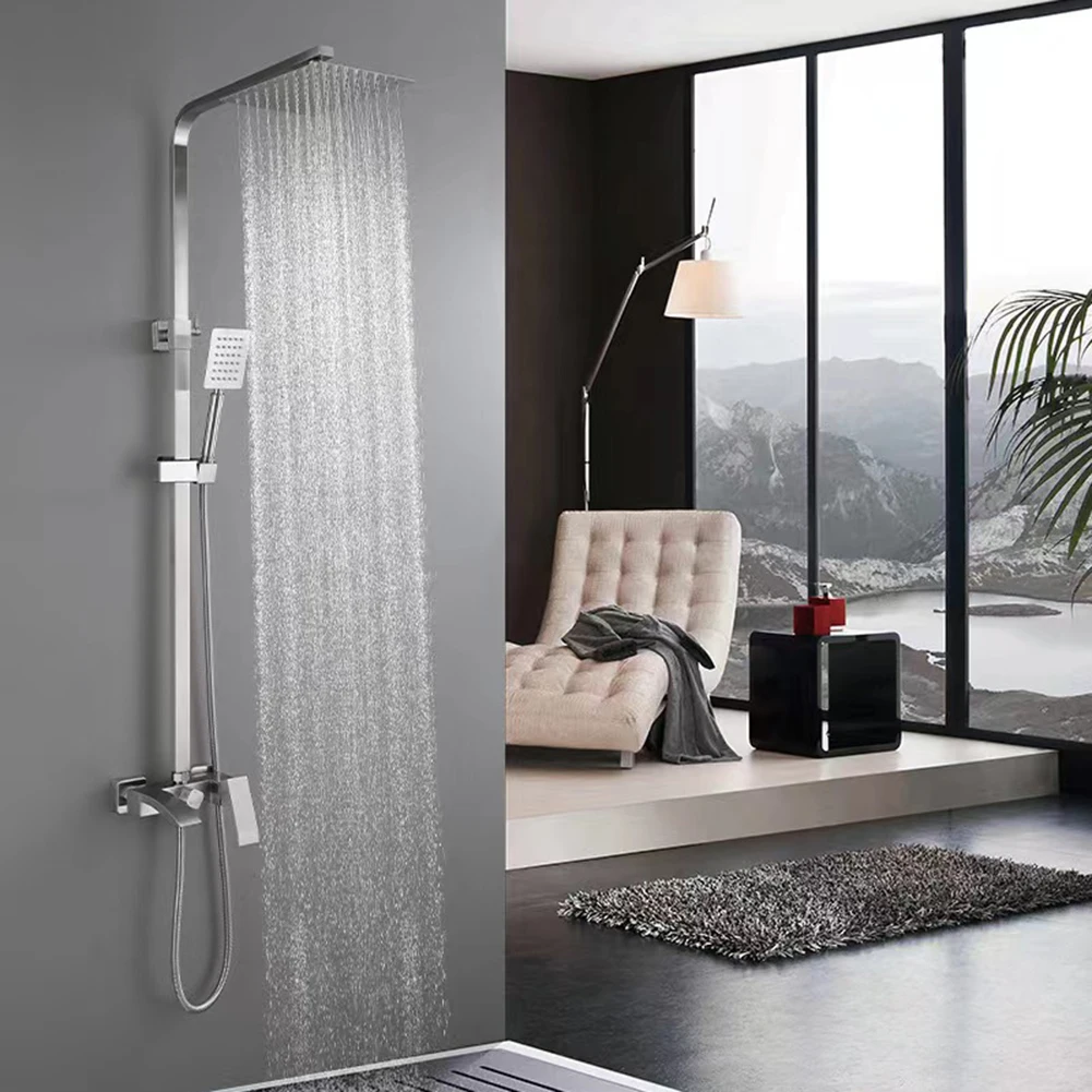 Best Quality Sus304 Stainless Steel Bathroom Modern Faucet Shower Set Square Rain Shower Head Set