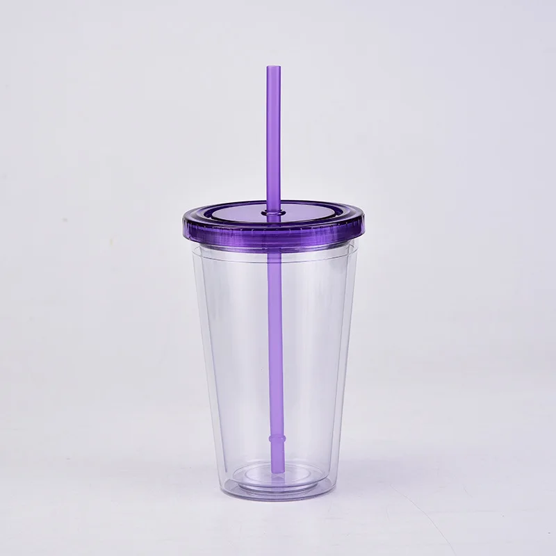 New product transparent customized 16oz color changing plastic cup reusable temperature magic cup with cover and straw