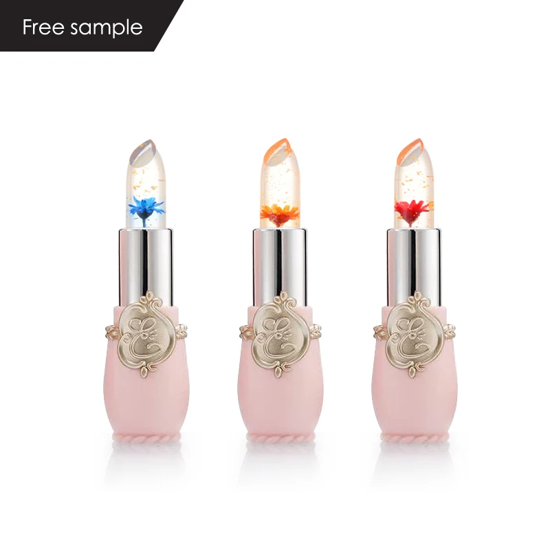 CC2791 Magic Temperature Color Change Flavored Jelly Clear Flowers Lipstick Waterproof Mineral Stick Lipstick Candy Lips 3.5