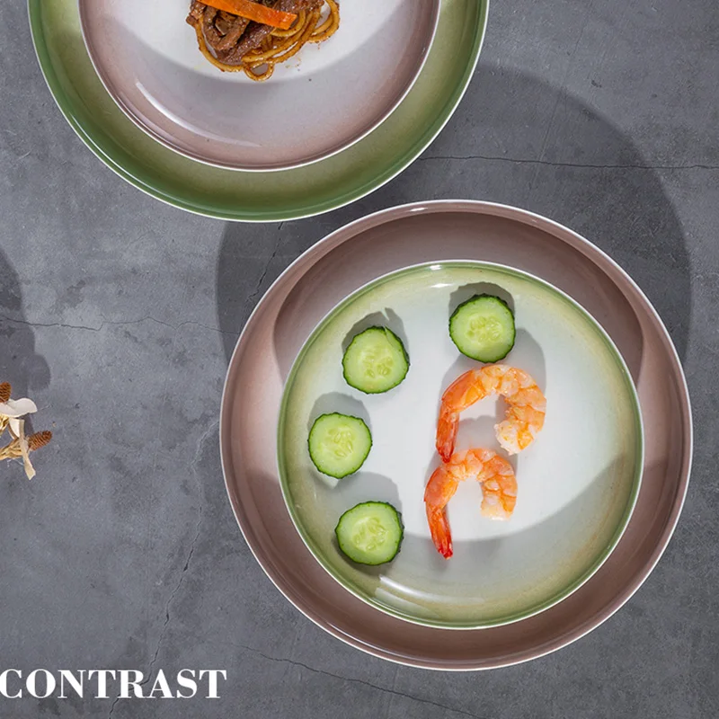 HuaDa High Quality Glazed Ceramic Dinner Plate Round Nordic Plate Set Custom Serving Dishes For Catering