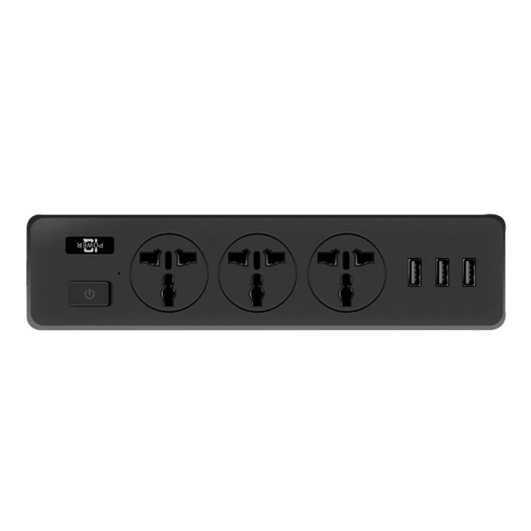 New Design China Modern Extension Socket Type T13 Black Power Strip Outlet Plug