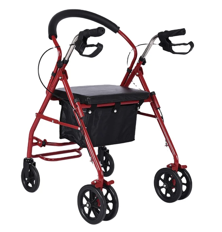 Upright Walker Rollator Walker Stand Up, Folding Rollator Walker with Seat Accessories