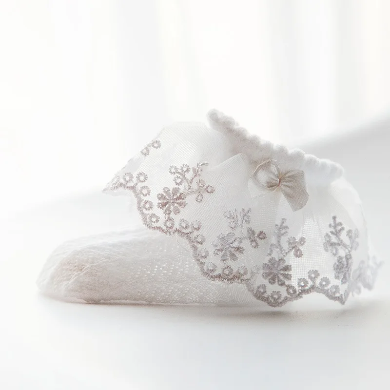 Cute Lace Flower Summer Newborn Baby girls  Cotton princess Anti Slip Socks