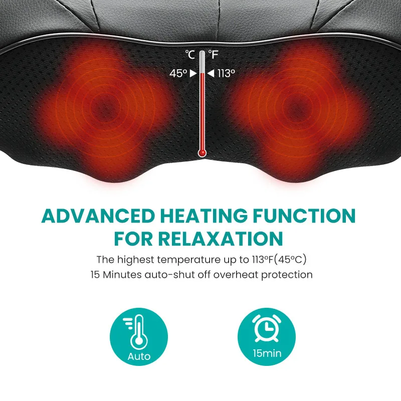 Electric Shiatsu Kneading Heated Neck Shoulder and Back Massager Belt Shawl with car charger