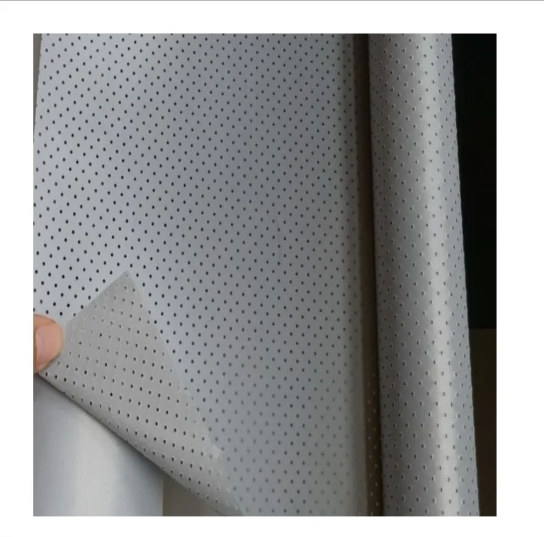 China Factory High Light Silver Grey TC Polyester Reflective Punched Hole Fabric Safety Perforated Tape With Reflector