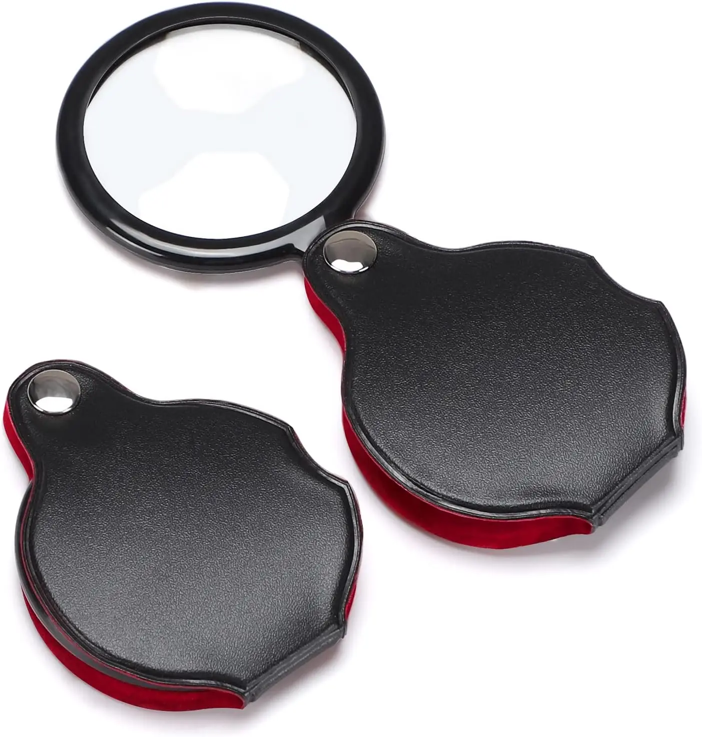 6X 60mm Small Magnifying Glass Pocket Magnifier Folding Magnify Glass with Rotating Protective Holster