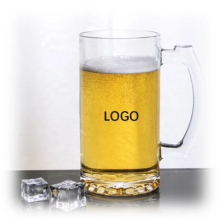 Accept Customized Logo Wholesale 380ml Rock Beer Mug 12OZ Craft Beer Glass With Handle wine cup glass
