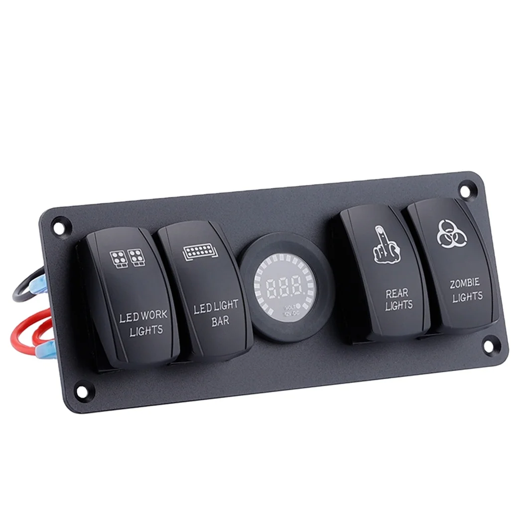 WELFNOBL LED Custom Symbol Waterproof Marine Joystick Panel Switch Socket 12-24V Aluminum USB Panel Marine Switch Panel