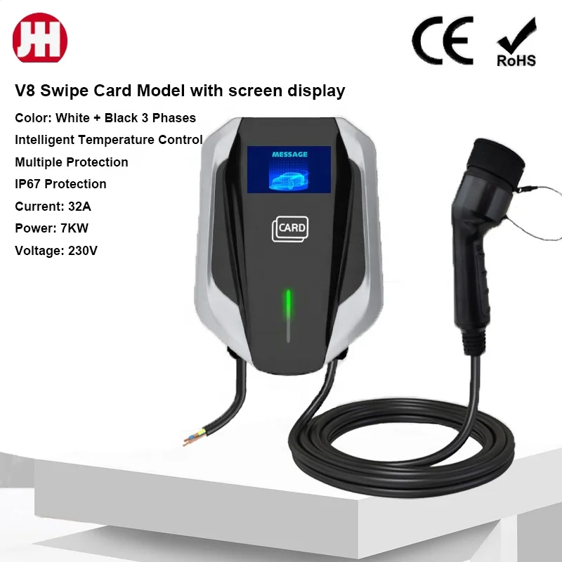ZR-EUO10-4 V8 экран настенная Колонка для зарядки переменного тока с ЖК-дисплеем 4 3 дюймов и светодиодным индикатором