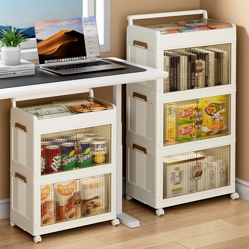 New Style Foldable Plastic Storage Cabinet Clear Lid Door Stackable Container Collapsible Bins Organizer for Home Packaging