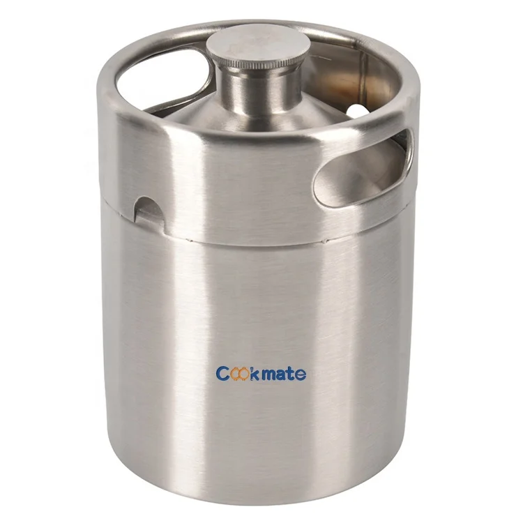 
5L Stainless Steel Big Wine Beer Keg Bottle Growler with Spiral Cover Lid 