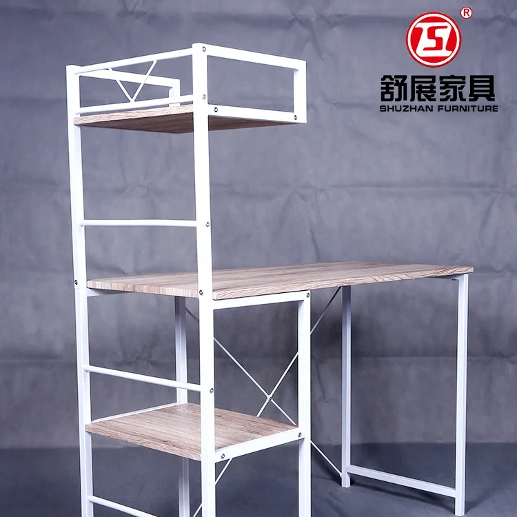 Dining room Fabric Folding Padded computer desk  Stack able  Fold able for office With book shelf metal Leg indoor  desk