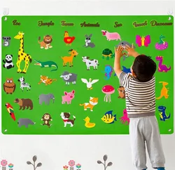 54Pcs/set Animals Felt Story Board Preschool Animal Classification Storytelling Dinosaur Jungle Zoo Early Education for Kids
