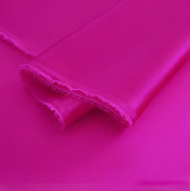 Color Hot Pink 140cm Width Crepe Satin Stretch 94% silk 6% Spandex Lycra 19mm Silk Stretch Fabric