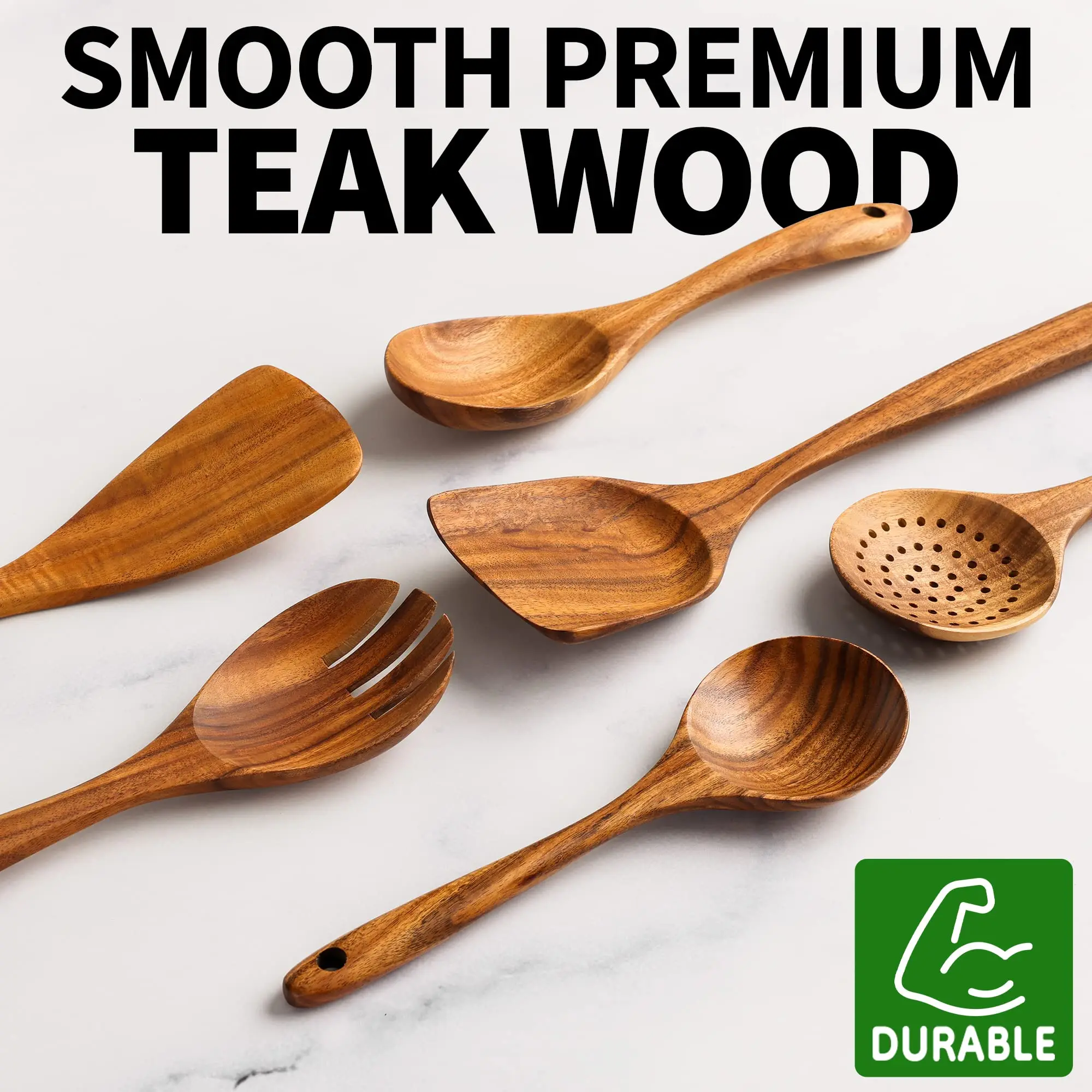 6 Piece Bamboo Utensil Set Perfectware Wooden Spoon and Spatula Set Nonstick Kitchen Utensil Set