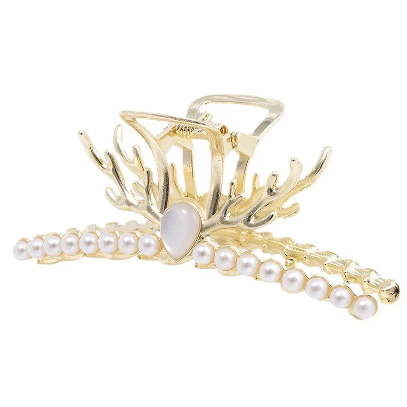 Flower Hairpin Pearl Metal Hair Claw Clips For Women Alloy Back Bun Tulip Flower Hair Clips Headwear