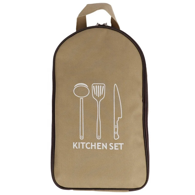 Outdoor Oxford Kitchenware Storage Bag Portable Camping Cooking Utensil Organizer BBQ Tableware Bag