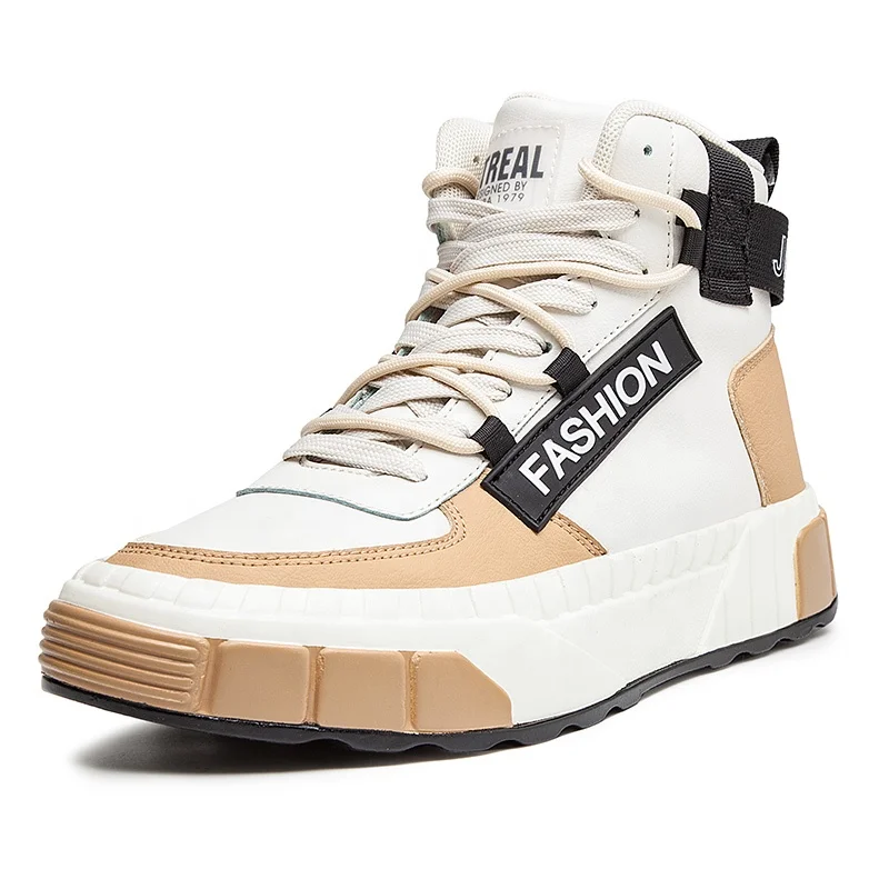 
Custom Brand 2019 High Top Skate Shoe Sneaker For Men Leather Upper Walking Shoes Thick Bottom Fashion Sport Shoe JD-Y633 