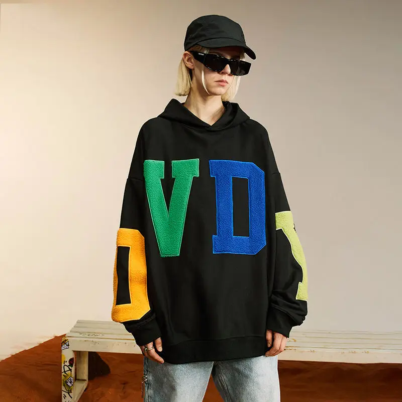 Custom high quality 100% cotton chenille patch embroidery factory clothing manufacturing streetwear hoodies men