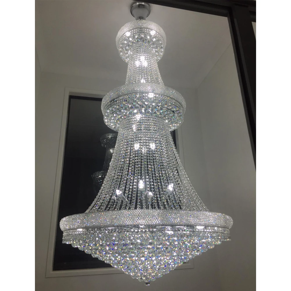 Luxury Modern French Empire Style Crystal Flush Mount Large Golden  Chandelier