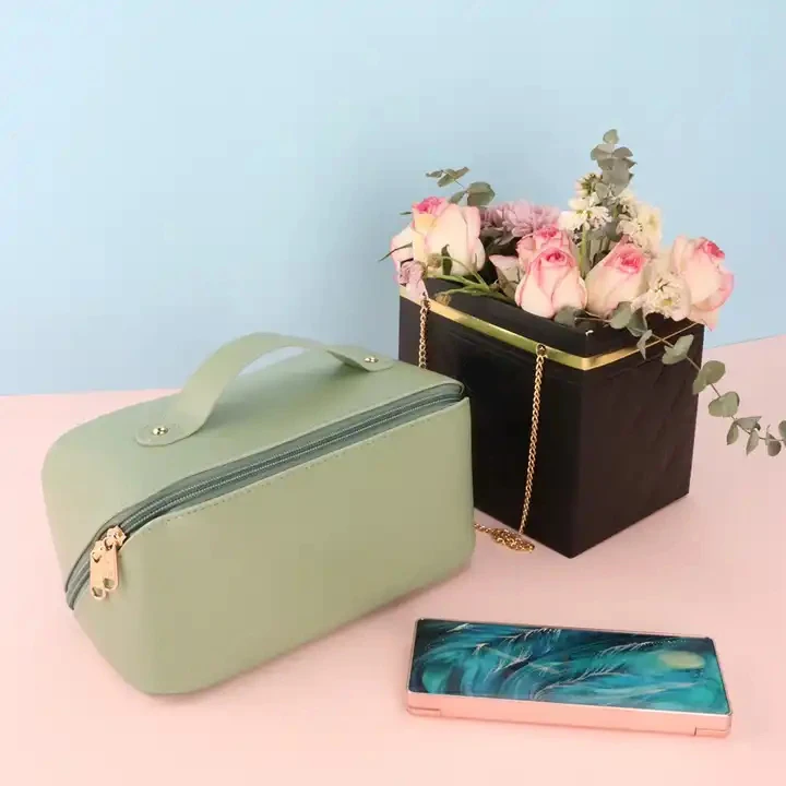 Makeup Set Bag Pillow PU Leather Toiletry Cosmetic Toiletries Storage Partition Large Capacity Travel Cosmetic Bag Makeup Bag