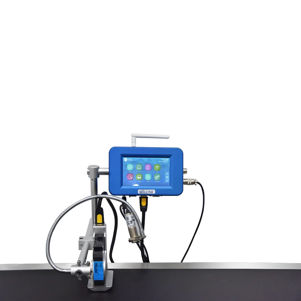 High Resolution Inkjet Printers 12.7mm 25.4mm Tij 2.5 Automatic Date Coding Printing Machine For Qr Code Data Time Logo