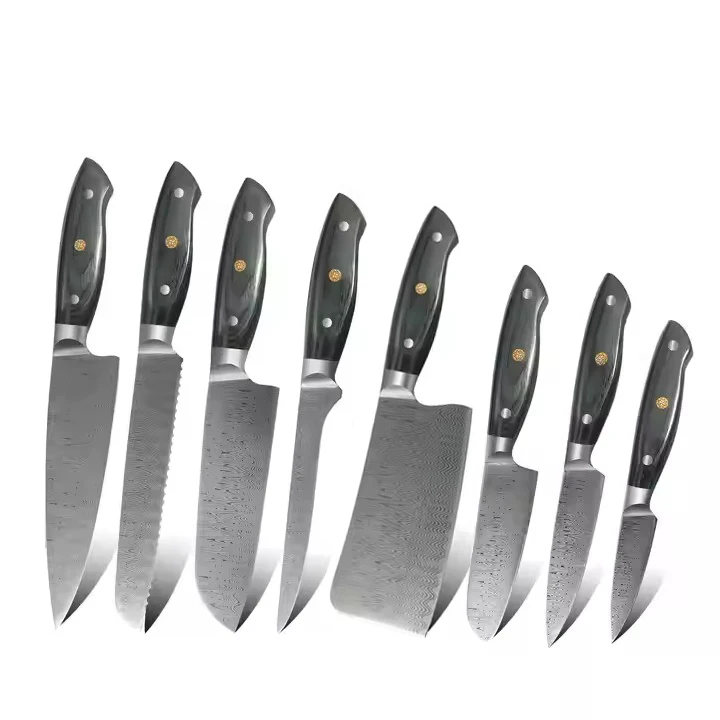 8 Pcs Kitchen Knives Professional Chef Knife 67 Layers Damascus Steel Kitchen Knife Set with Wood Handle