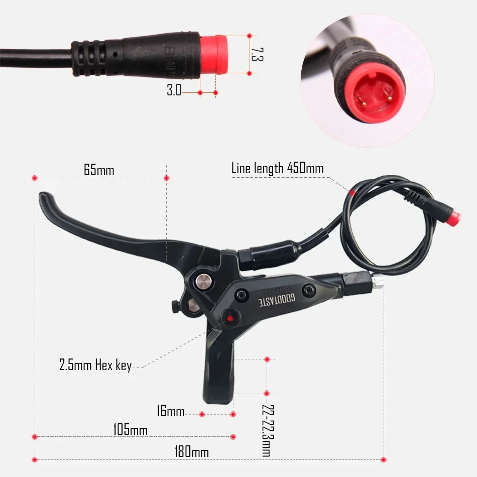 Goodtaste GT03N Left Disc Hydraulic Brake E Bike MTB Electric Scooter Caliper 2300 Oil Pipe Rotor Power Off Bafang 2 Pin 3 Sm2a