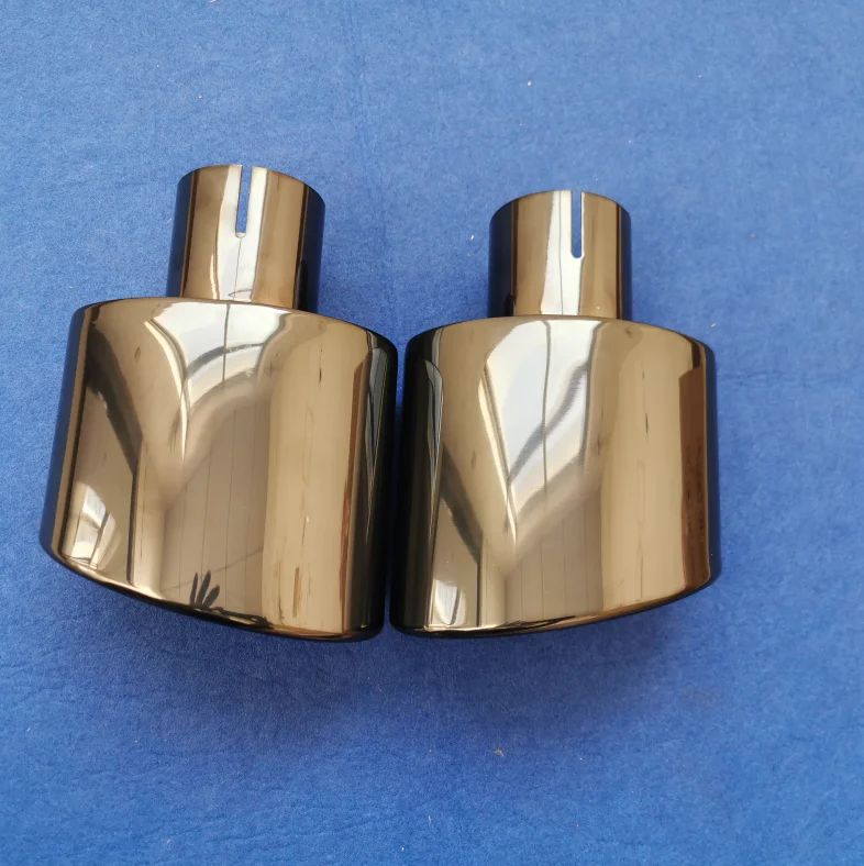 large sizeTitanium black304Stainless Steel Auto Accessory Left And Right Side In Pairs Exhaust Tips Car Flat Muffler Tailpipe