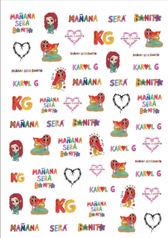 New MG series karol g nail decals bad bunny Nail adhesive stickers