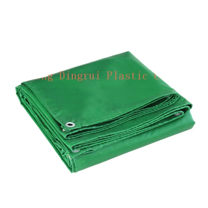 Heavy Duty Green Canvas Tarpaulin with Eyelets Tear Resistant Anti Aging Waterproof Sunscreen for PVC Tarpaulin