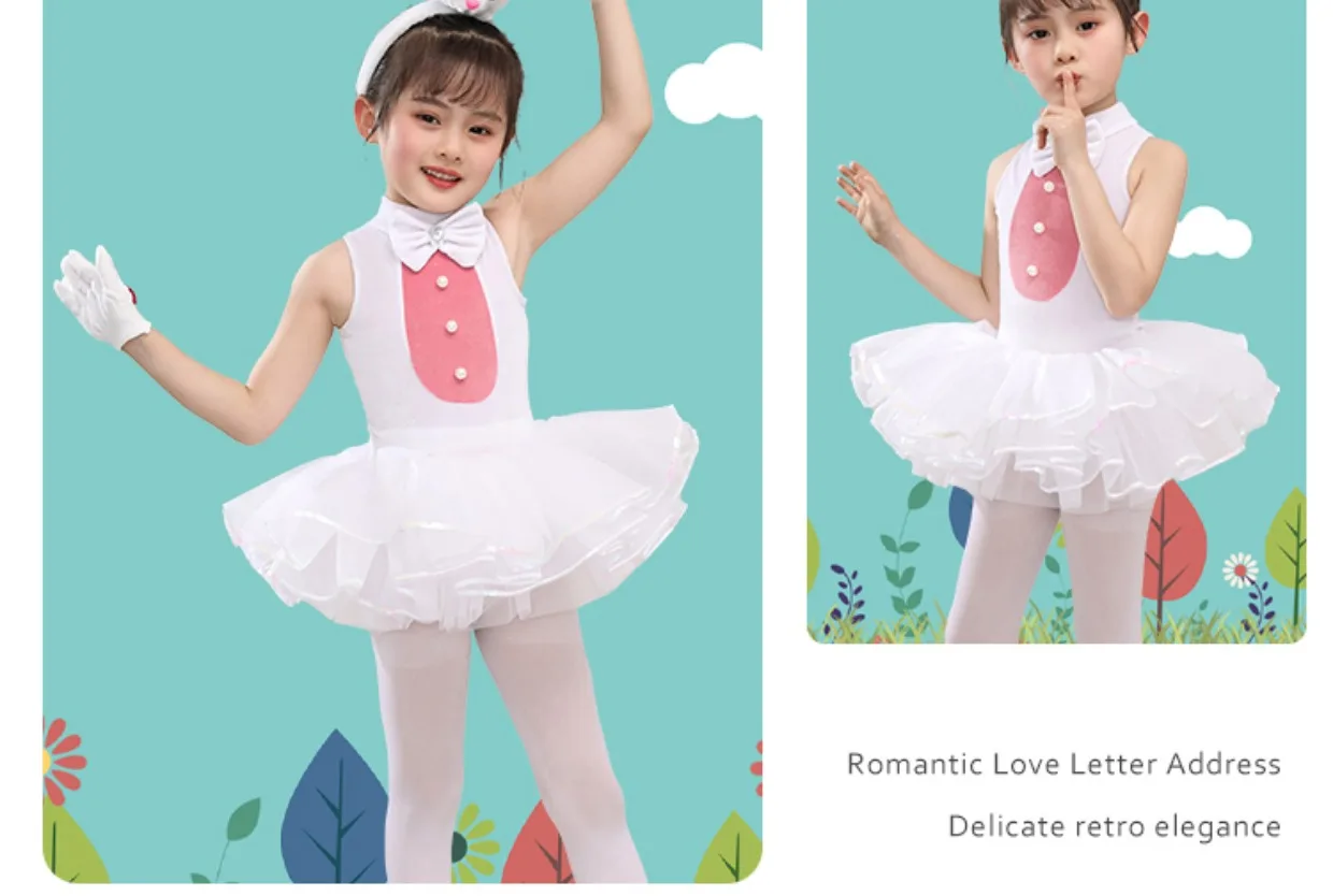 Pink Bunny Rabbit Tutu Dress With Accessories Headband Girls Birthday Party Easter Cosplay Costume Kids Halloween Outfit