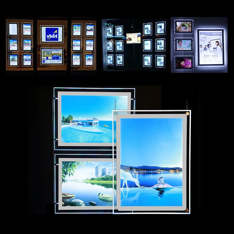 Рекламный дисплей меню для помещений настенный акриловый прозрачный лайтбокс ультратонкий Светодиодный Панель ресторана RGB