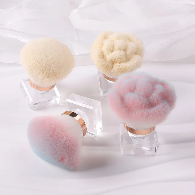 TSZS Transparent Handle White Pink Soft Hair Nail Dust Brush Nail Profession Salon Supplies Flower mushroom Shape Nail Brushes