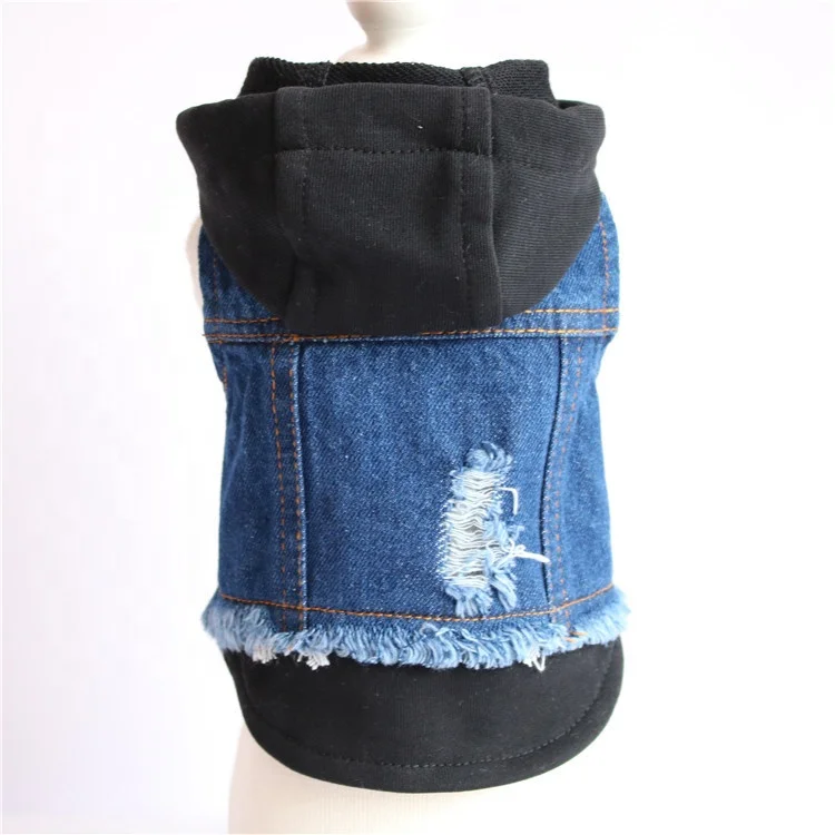 Fashion Hooded Dog Jeans Jacket  Pet Clothes for Small Dogs Puppy