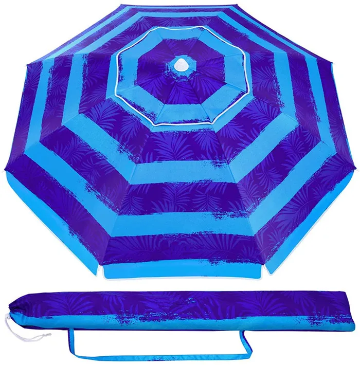 China Wholesale Sier Coated Straight Pattern Beach Umbrella Portable Folding and Windproof Big Stripe Printed for Adults